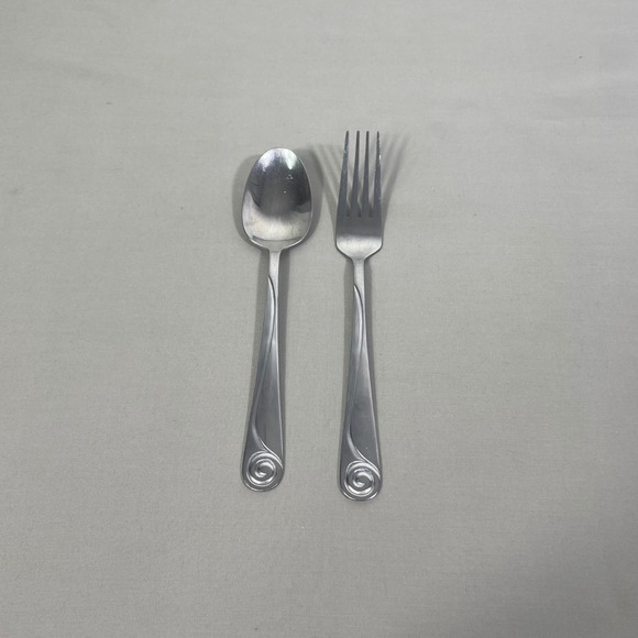 Farberware Other - Vtg Farberware Swirl Stainless Flatware Glossy 2pc Fork Spoon Discontinued 08-09